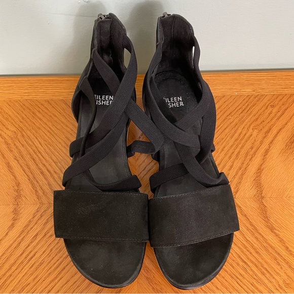 Eileen Fisher Skill Tumbled Nubuck Sneaker Sandal Black White Size 7 1/2 - Picture 4 of 6